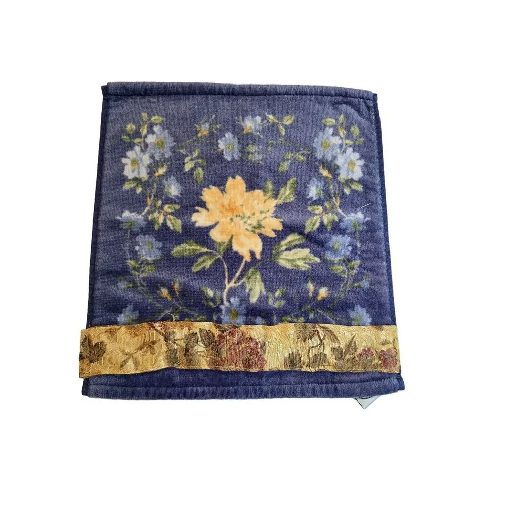 VTG Laura Ashley EMILIE 100% Cotton Floral Bath Towel Set Blue & Yellow 6 Pieces